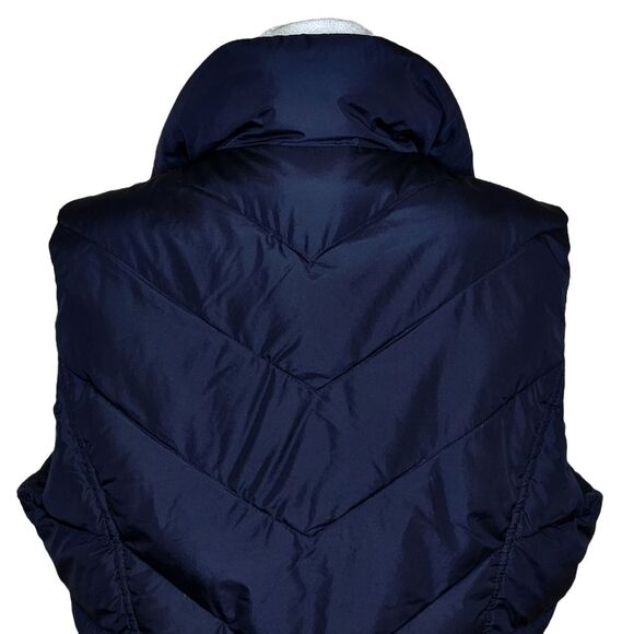 J. Crew Down Feather Puffer Vest Navy Inner Toggle Waist Women's Large - Picture 6 of 12